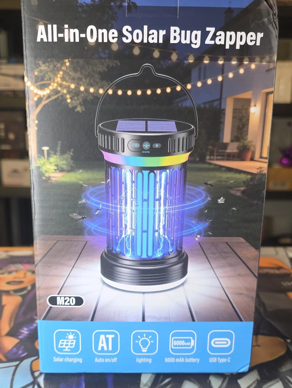 All-in-One Solar Bug Zapper Lantern - Black